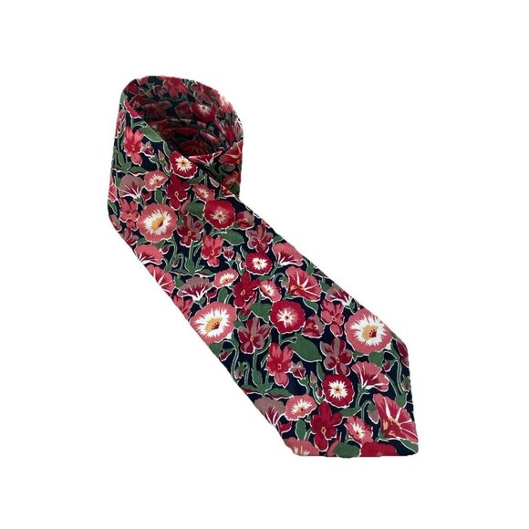Liberty Of London Tie Mens OS Multicolor Floral Preppy Colorful Red Pink Cotton - Picture 1 of 6